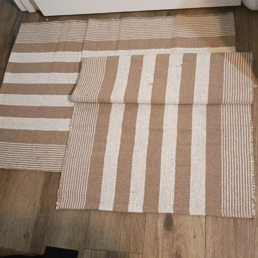 Neutral Cream and Beige Striped Mat - Small